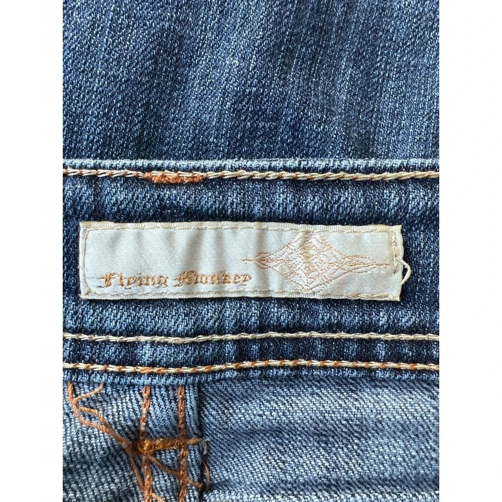 Flare Jeans  Flying Monkey Womens 7 Embellished Y2K Stretch Denim USA Vintage